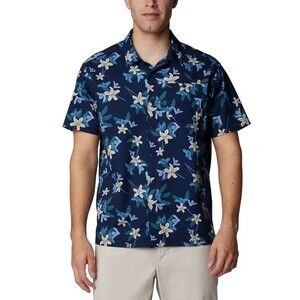 Columbia Men's Arrow Springs Short-Sleeve Cotton Button-Up Shirt Navy Blue XXL